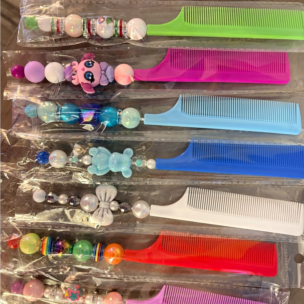 Colorful Beaded Hair Combs Set